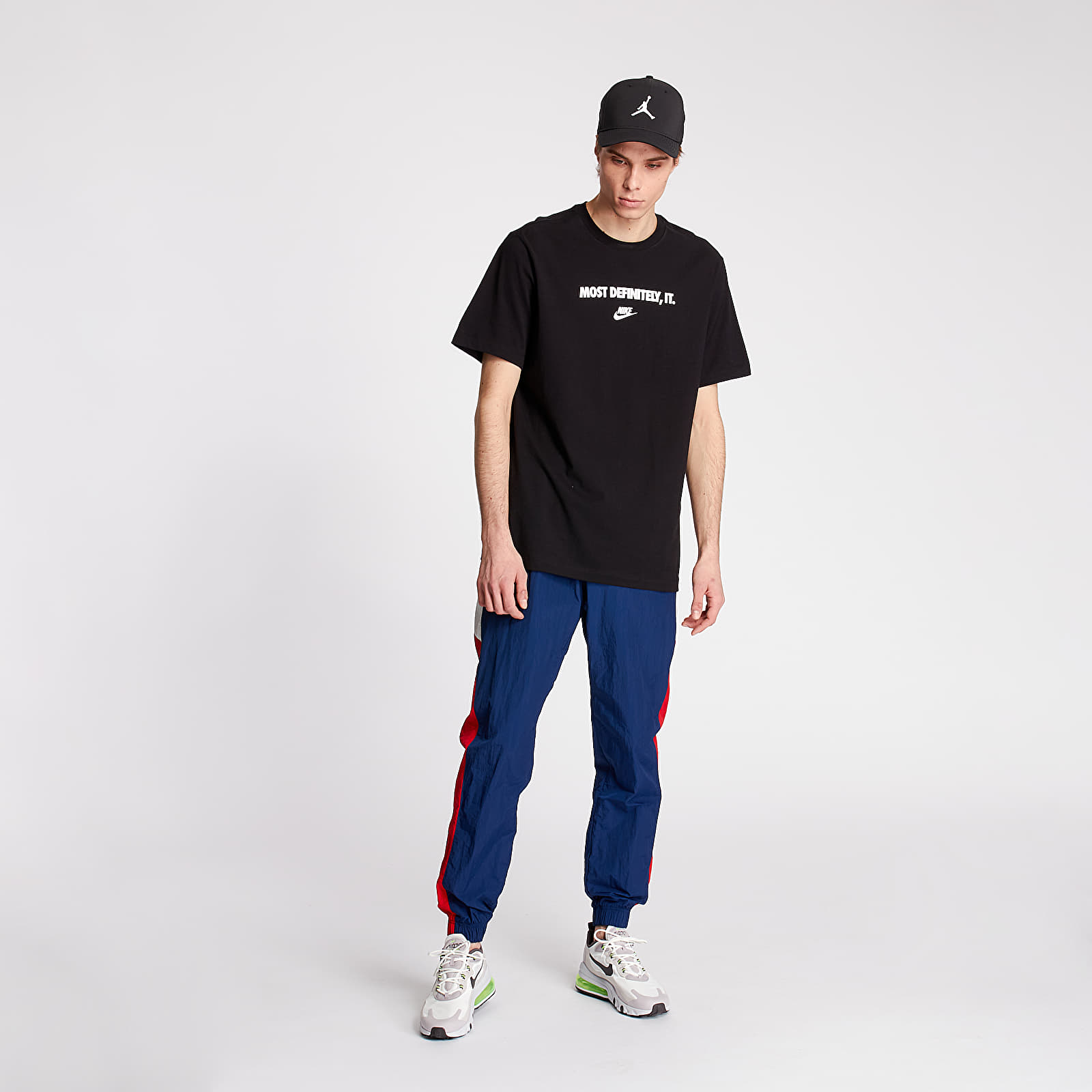 Spodnie Nike Sportswear HE Wr Woven Signature Pants Blue Void/ University Red/ Summit White