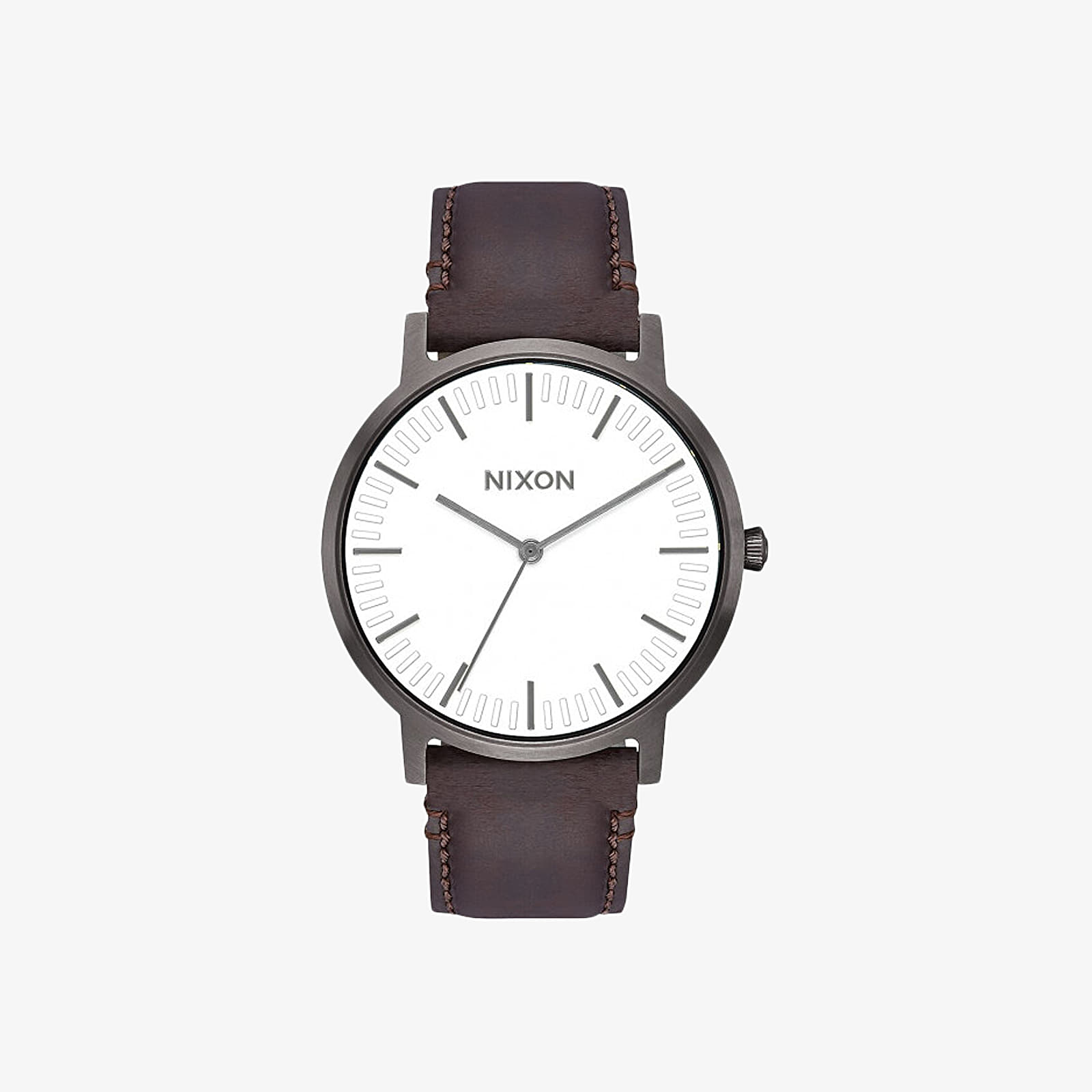 Karórák Nixon Porter Leather Watch Gunmetal/ White/ Brown
