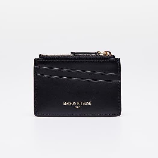 MAISON KITSUNÉ Tricolor ZIipped Leather Card Holder Black | Footshop