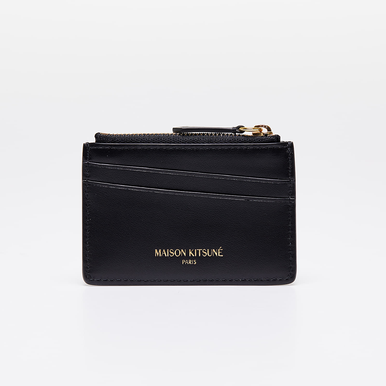 Wallets MAISON KITSUNÉ Tricolor ZIipped Leather Card Holder Black