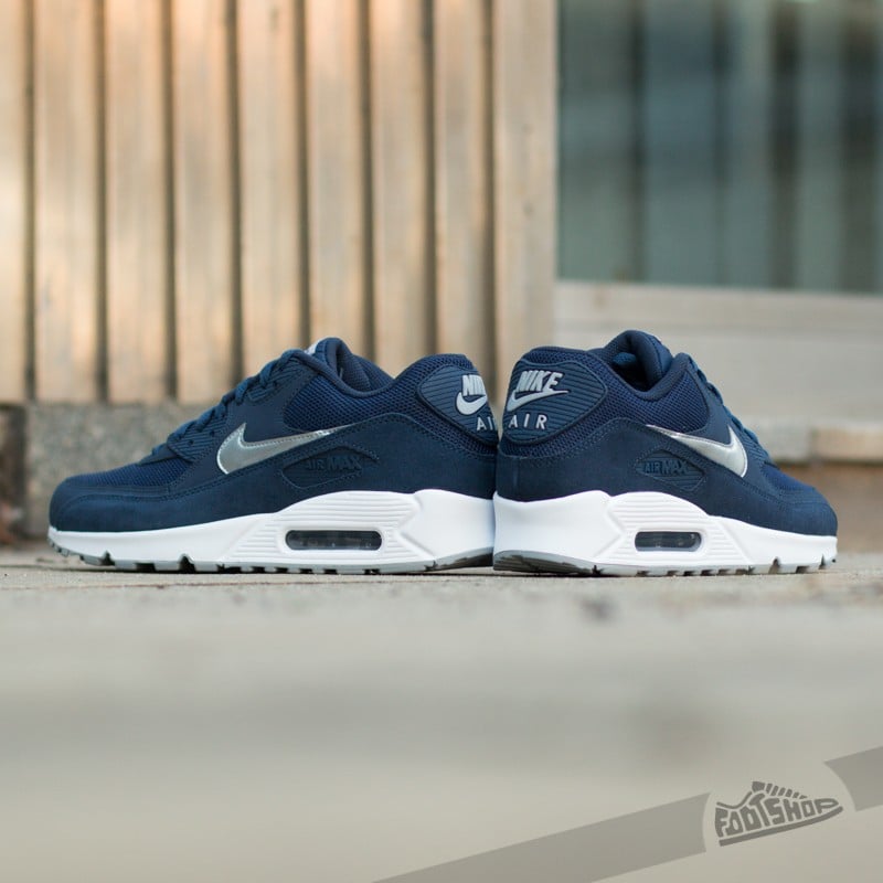 Férfi cipők Nike Air Max 90 Essential Midnight Navy/ Metallic Silver- White
