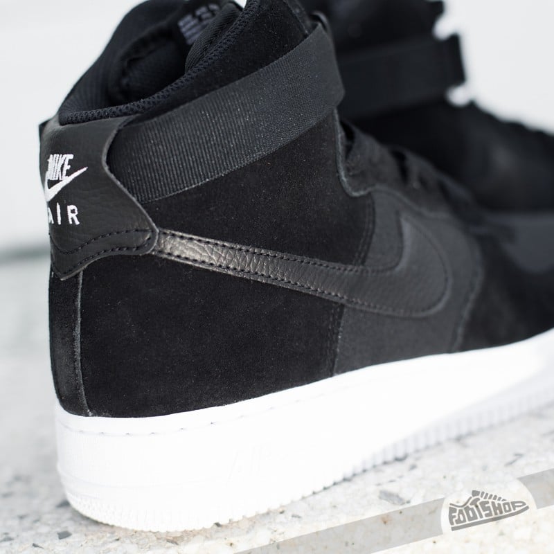 Air force 1 on sale black and white suede