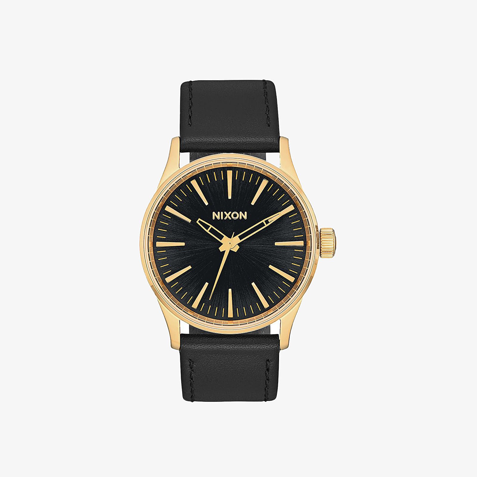 Watches Nixon Sentry 38 Leather Watch Gold Black Sunray Footshop