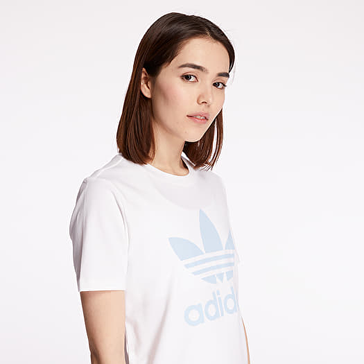Adidas trefoil tee white discount
