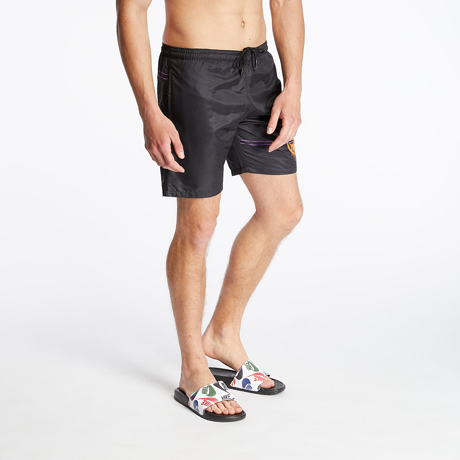 Plavky Life Is Porno Orange Circle Boardshorts Black