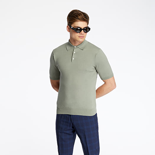 トップス HERMES Mint Knit Polo Shirt Linen Gray L Hermès T Shirts