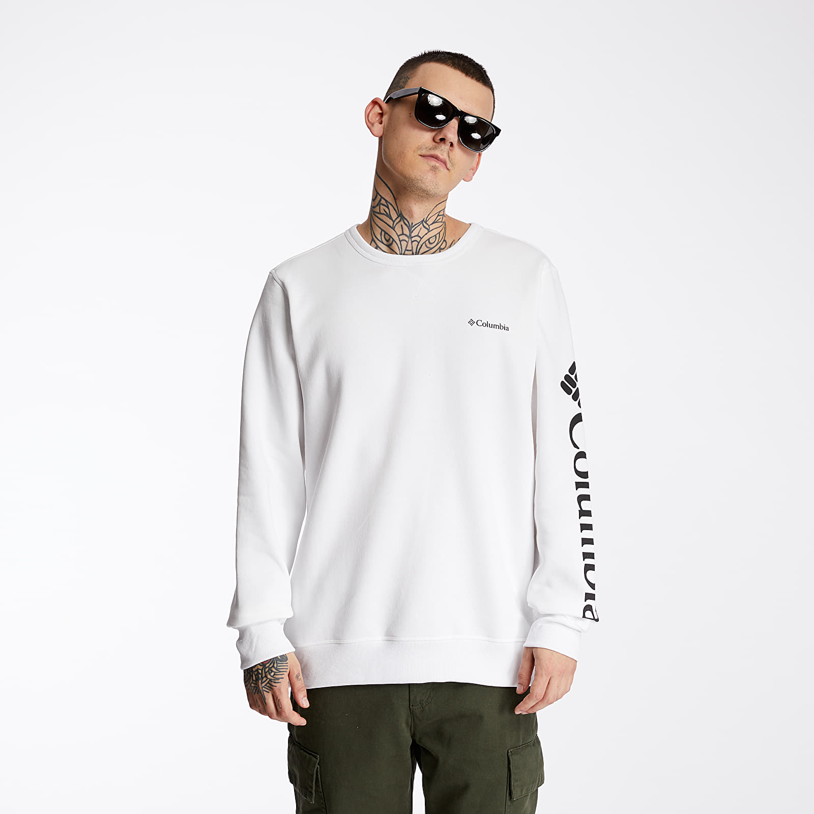 Mikiny Columbia Logo Fleece Crewneck White/ Black