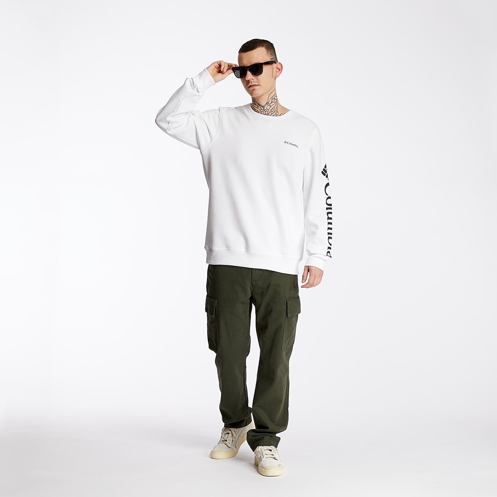 Mikiny Columbia Logo Fleece Crewneck White/ Black