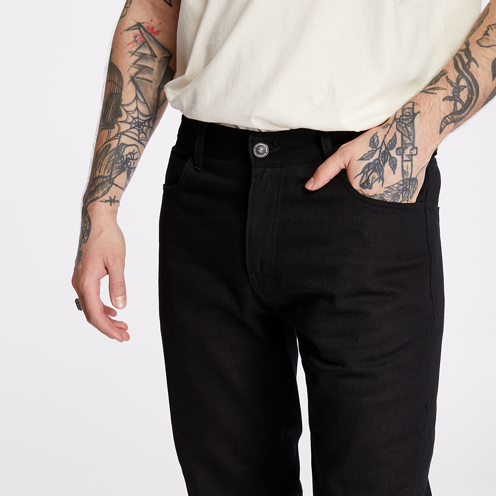Pants RAF SIMONS Slim Fit Suspender Denim Pants Black
