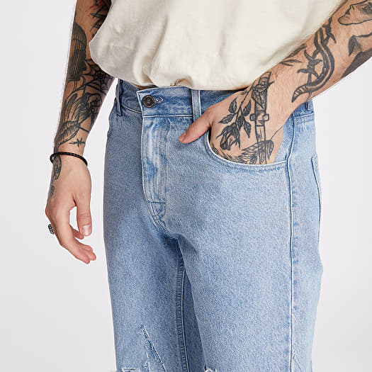 RAF SIMONS Slim Fit Destroyed Denim Shorts Blue | Footshop