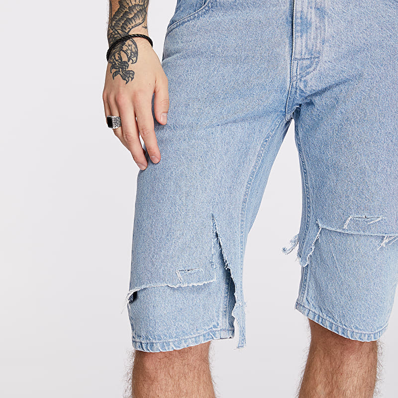 RAF SIMONS Slim Fit Destroyed Denim Shorts Blue | Footshop