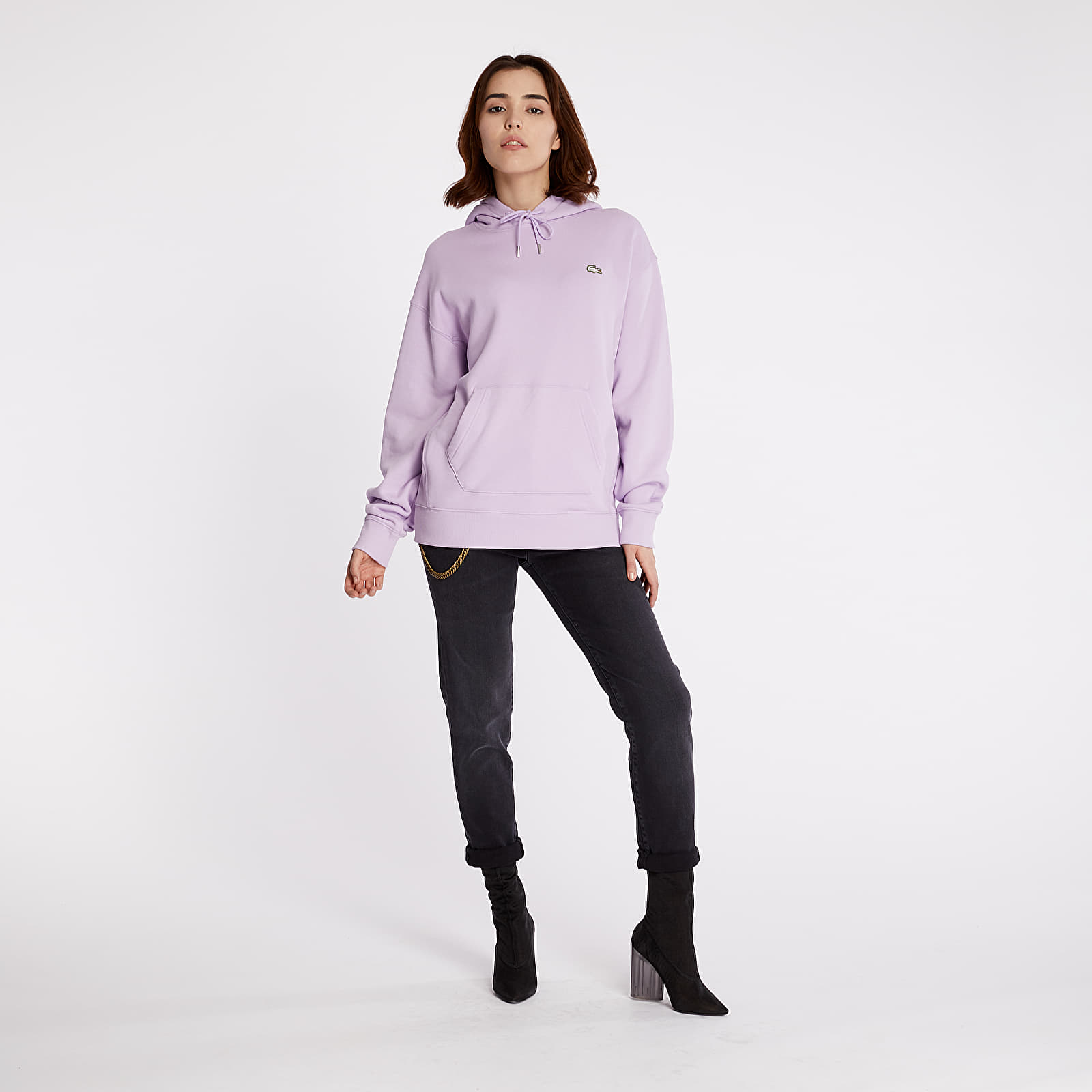Sweatshirt unisexe à capuche lacoste live avec poche kangourou violet store