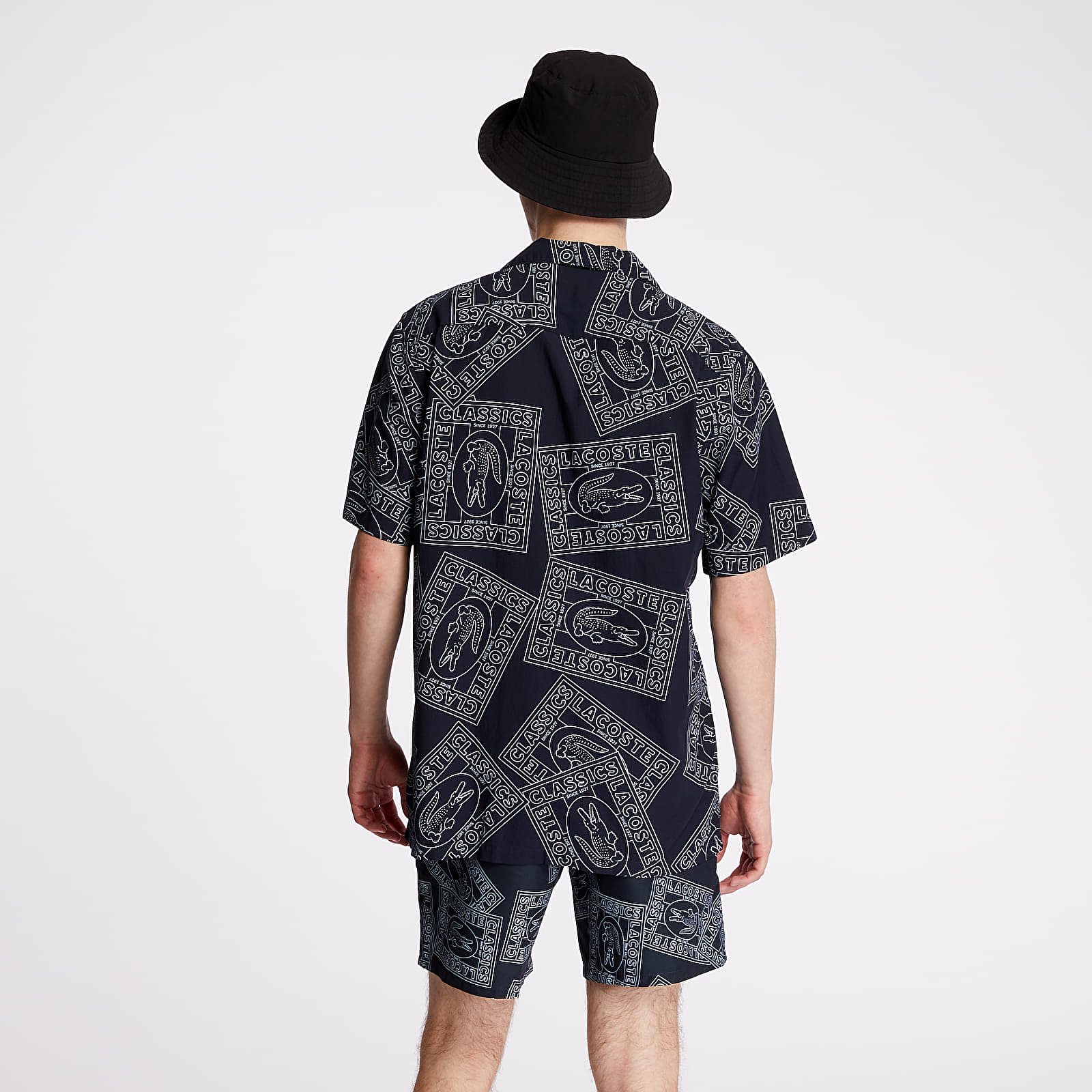Shirts LACOSTE Logo Print Poplin Shirt Navy