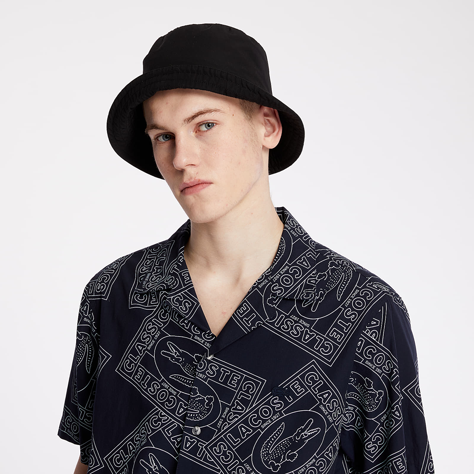 Shirts LACOSTE Logo Print Poplin Shirt Navy