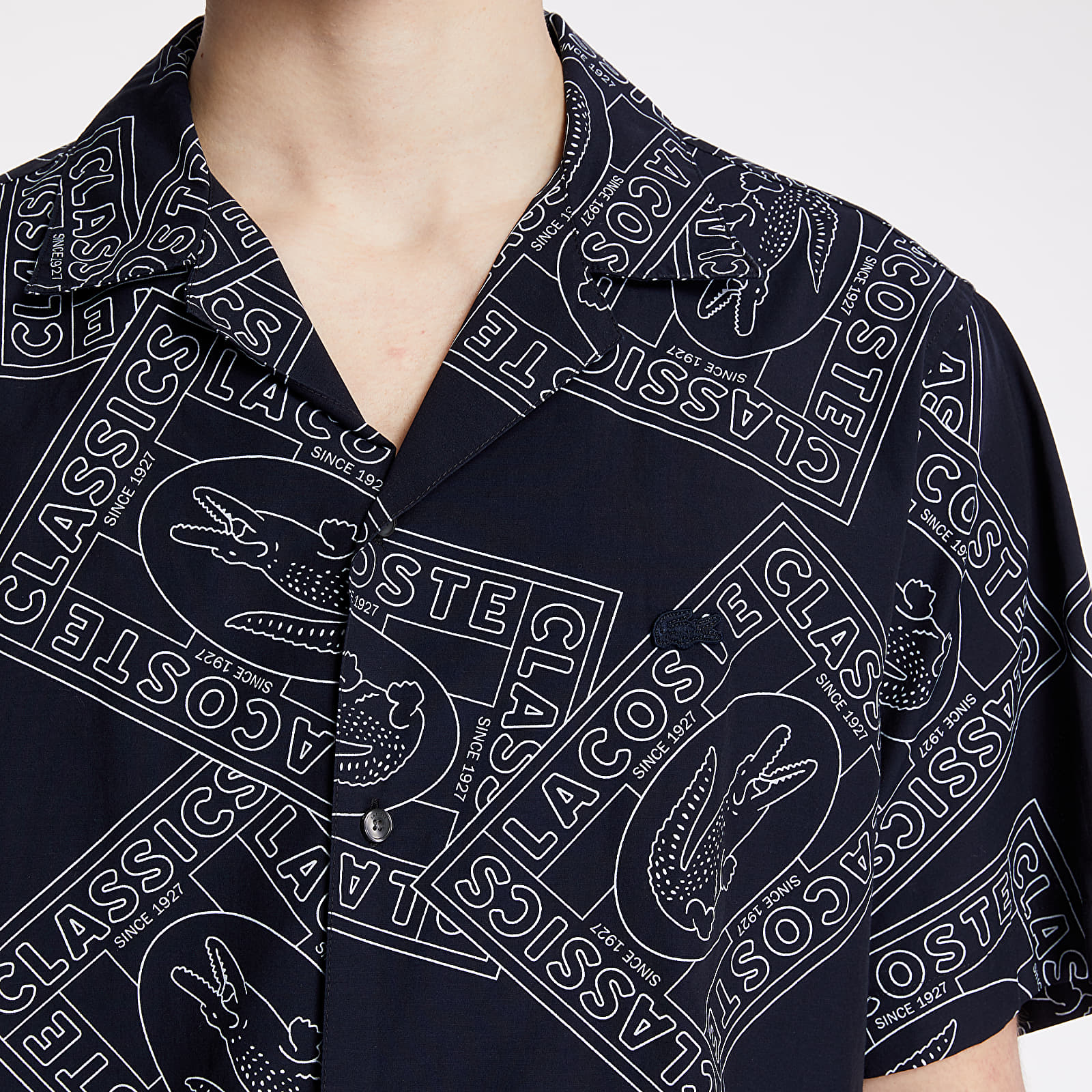 Shirts LACOSTE Logo Print Poplin Shirt Navy