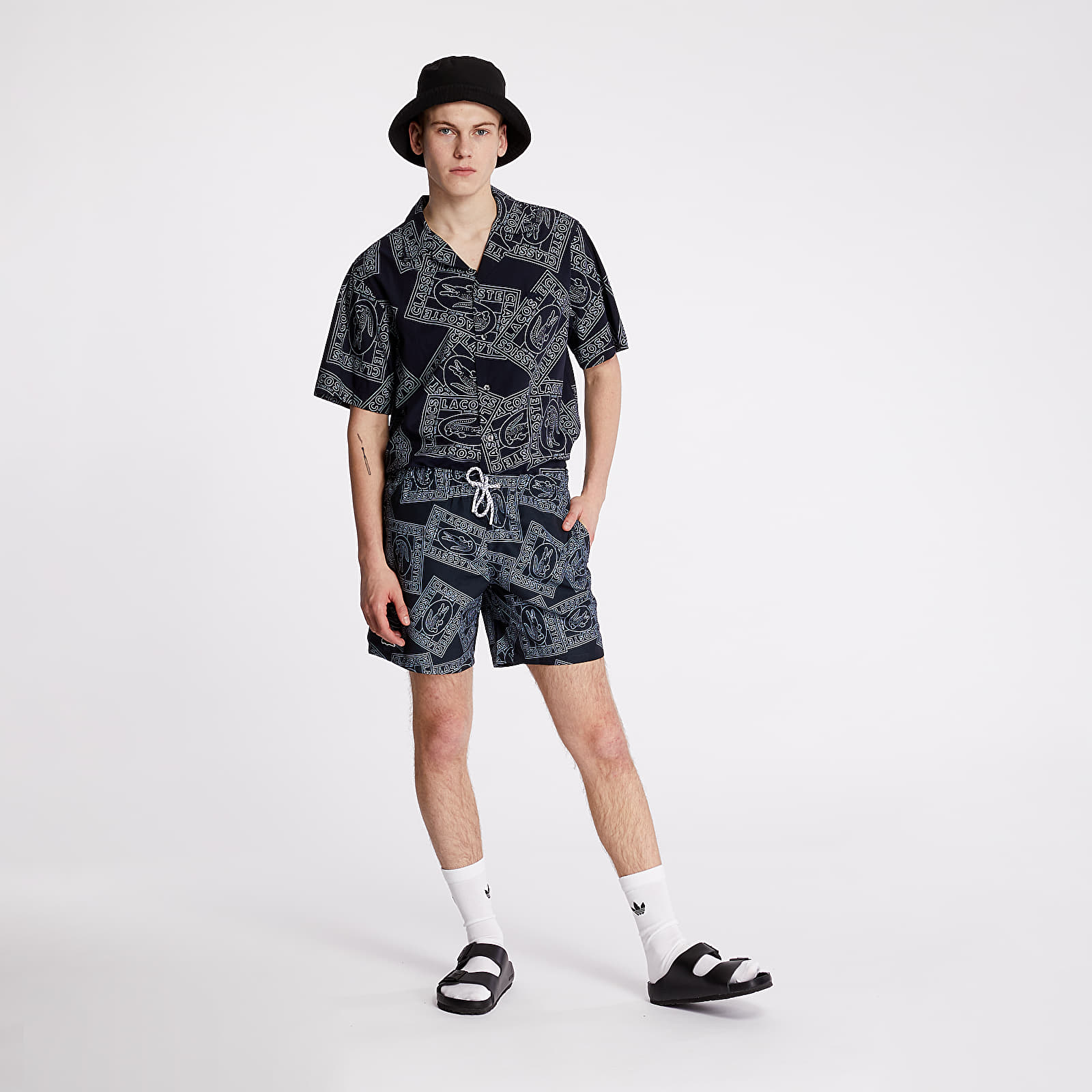Shirts LACOSTE Logo Print Poplin Shirt Navy