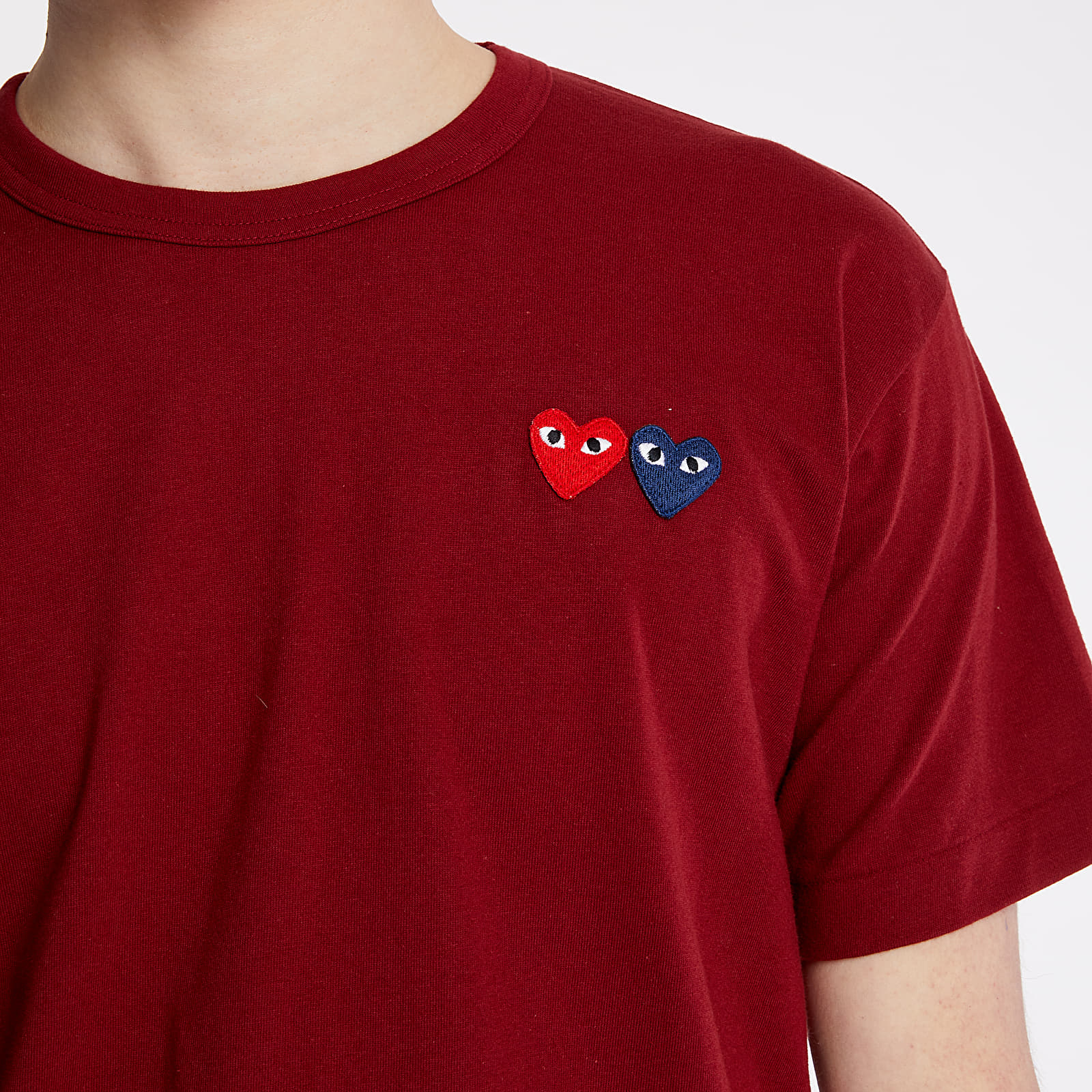 T-Shirts Comme des Garçons PLAY Double Heart Tee Burgundy