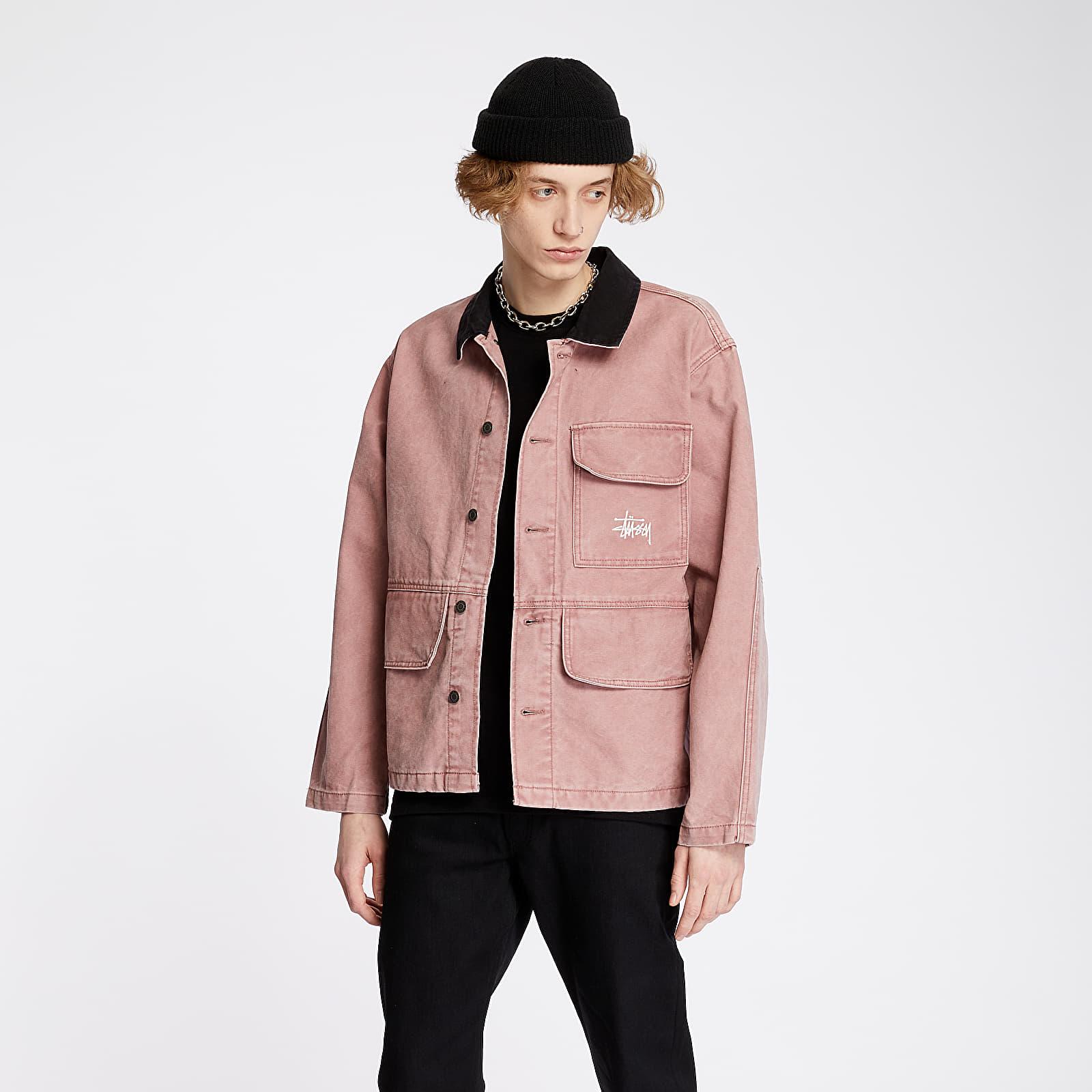 Jackets Stussy Washed Chore Jacket Rose Footshop