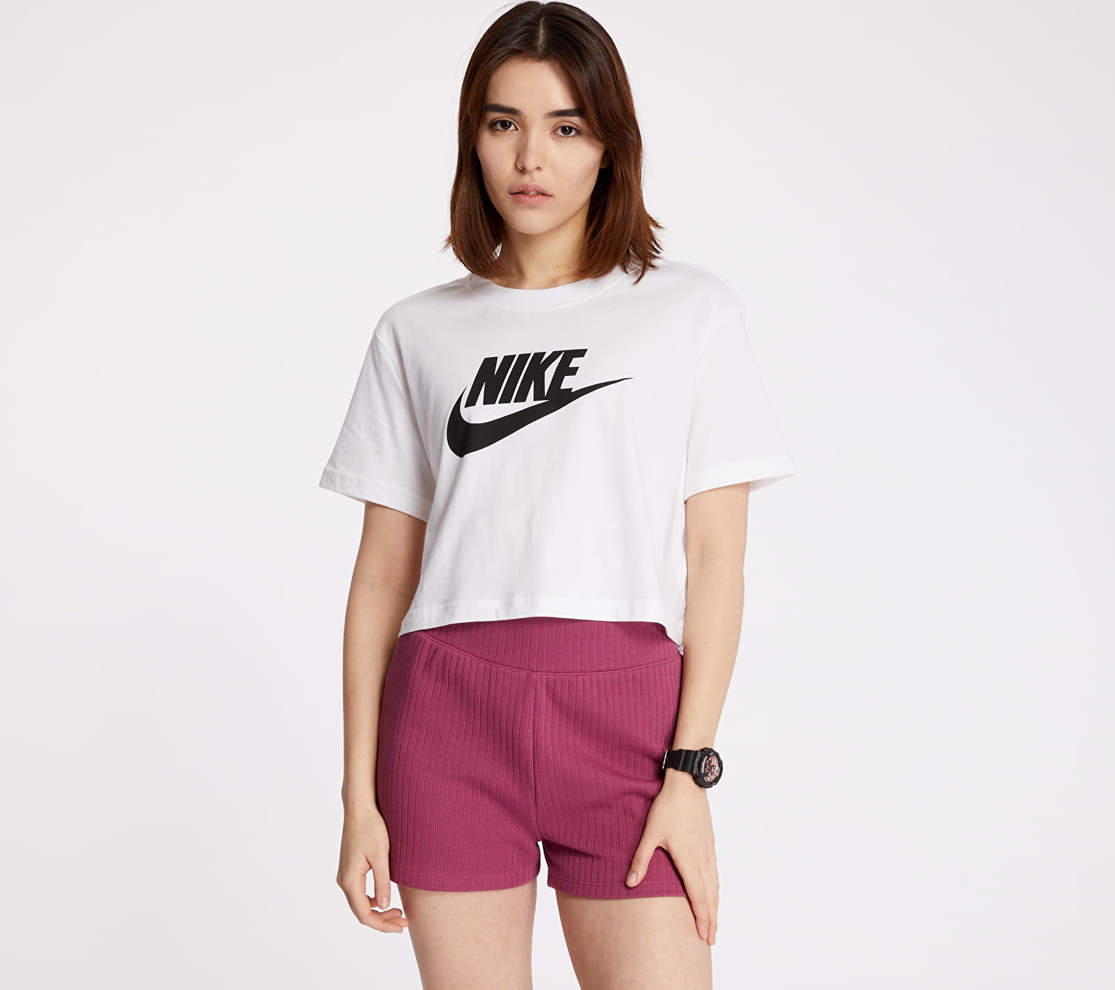 Nike - sportswear essential cropped icon future tee white/ black