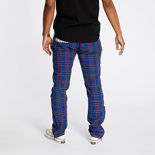 Plaid blue pants sales