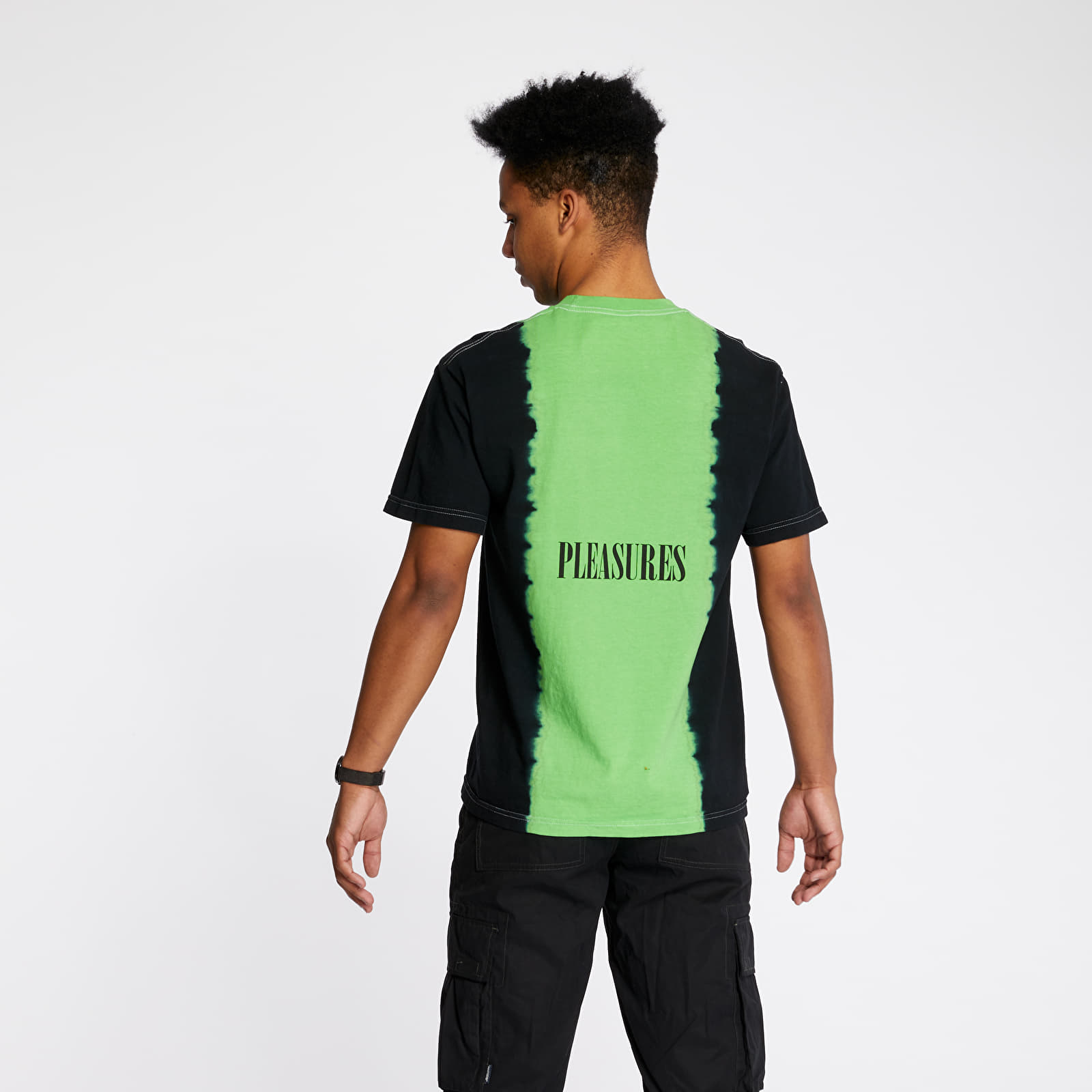 T-shirts PLEASURES Breate Split Dye Tee Black/ Green