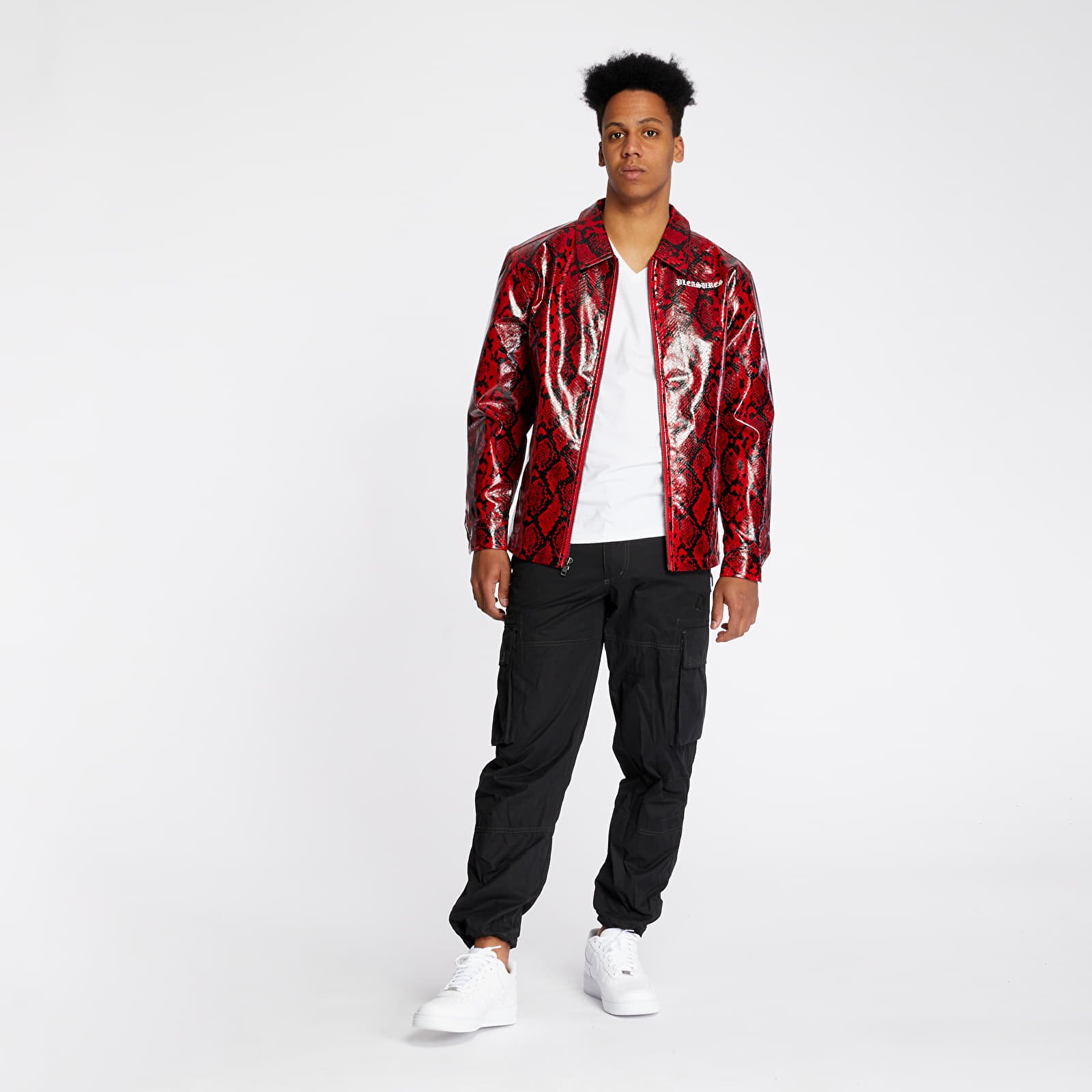 Jackets PLEASURES Rail Snakeskin Work Jacket Red Footshop