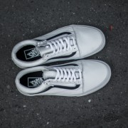 Vans old skool top leather zip white