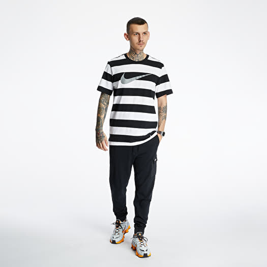T shirts Nike Sportswear Swoosh Stripe Tee White Black Black Particle Grey Footshop