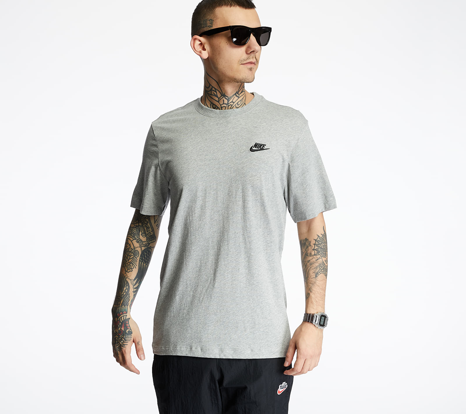 Tricou Nike Sportswear Club Tee Dk Grey Heather/ Black