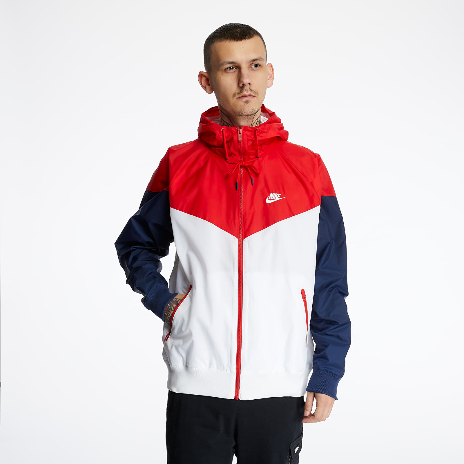 Jacken Nike Sportswear SCE Wr Hooded Jacket White/ University Red/ Midnight  Navy/ White | Footshop