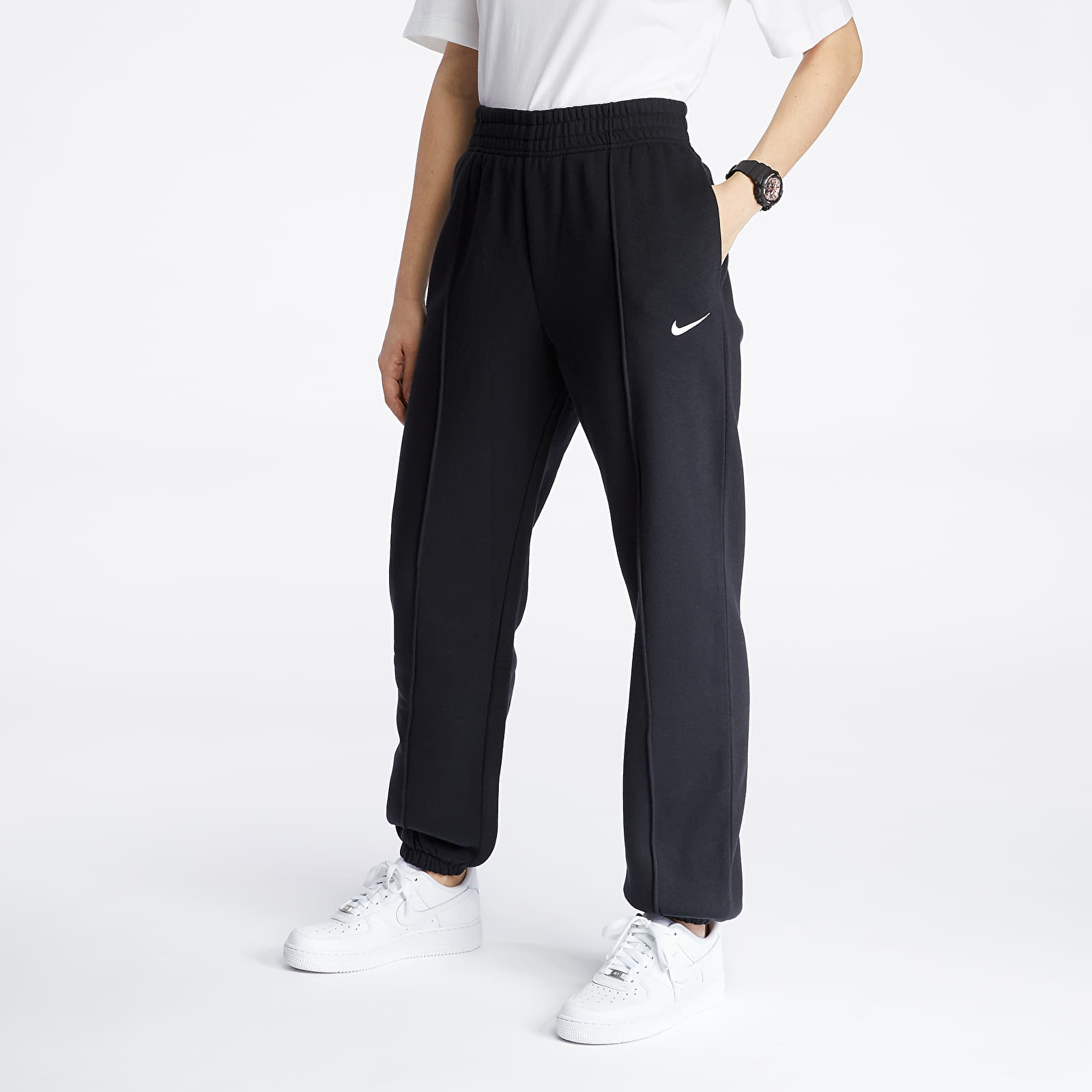 Džíny a kalhoty Nike Sportswear Women's Fleece Pants Black/ White