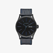 Nixon Sentry Leather Watch Navy Gator
