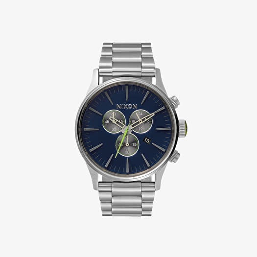 Nixon Sentry Chrono Watch Midnight Blue Volt Green Footshop