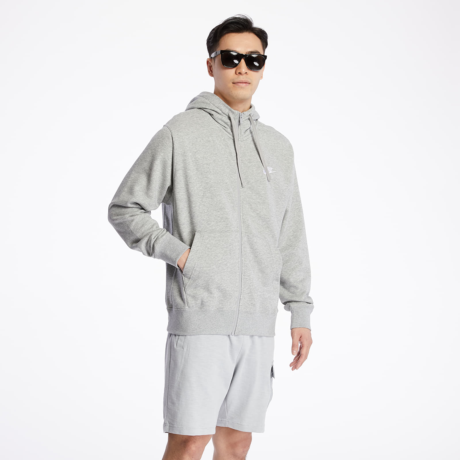 Bluzy Nike Sportswear Club Full Zip Hoodie Dk Grey Heather/ Matte Silver/ White
