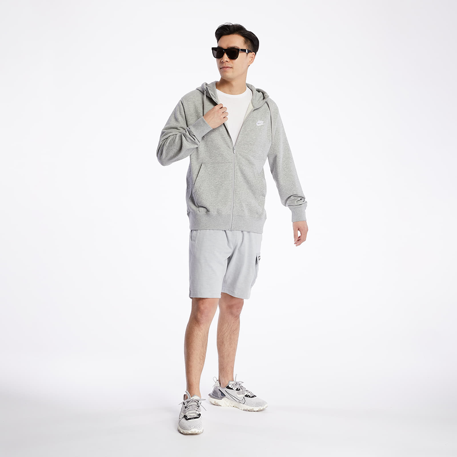 Hoodies en truien Nike Sportswear Club Full Zip Hoodie Dk Grey Heather/ Matte Silver/ White