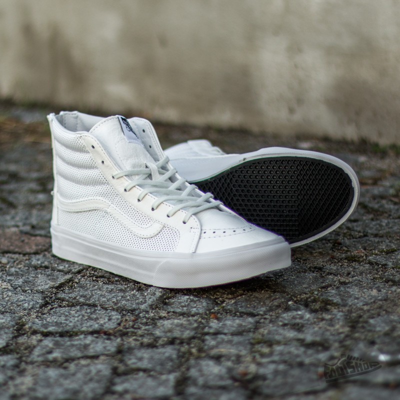 Vans Sk8-Hi Slim Zip Perf Leather True White | Footshop