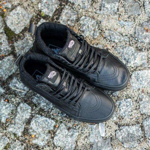 Black leather vans mens size 9 outlet