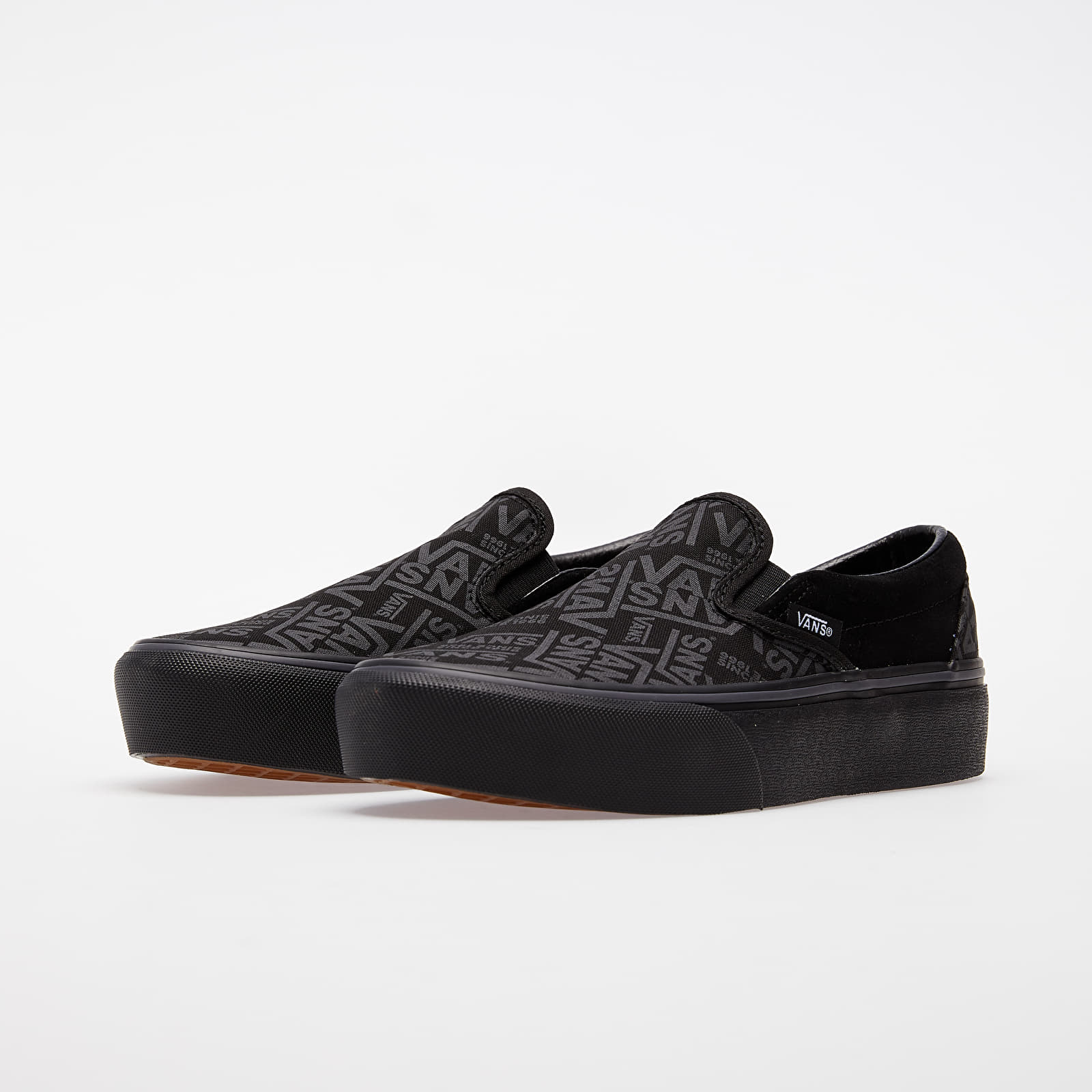 All black platform slip on vans discount