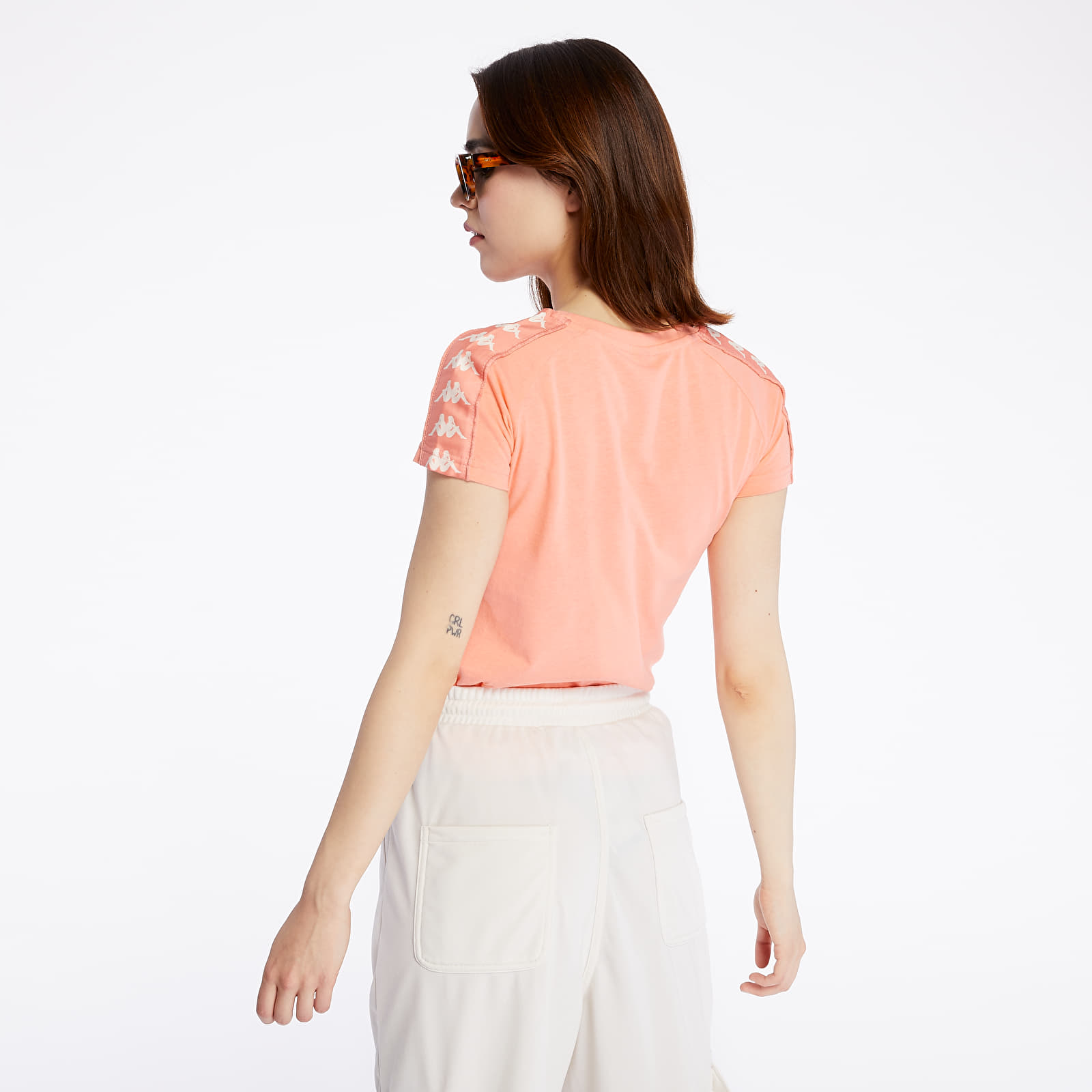 T-shirts Kappa 222 Banda Woen Tee Pink Peach/ White Antique