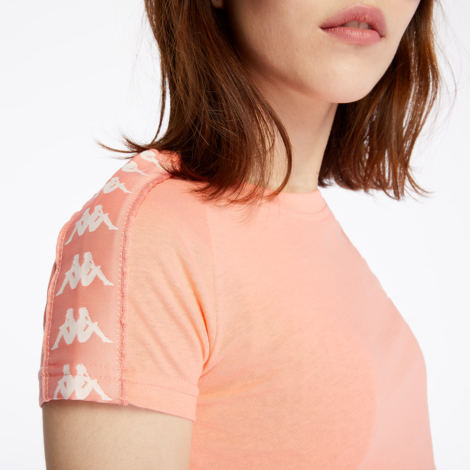 T-shirts Kappa 222 Banda Woen Tee Pink Peach/ White Antique