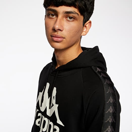 Hoodies and sweatshirts Kappa 222 Banda Hurtados Hoodie Black White Antique Footshop