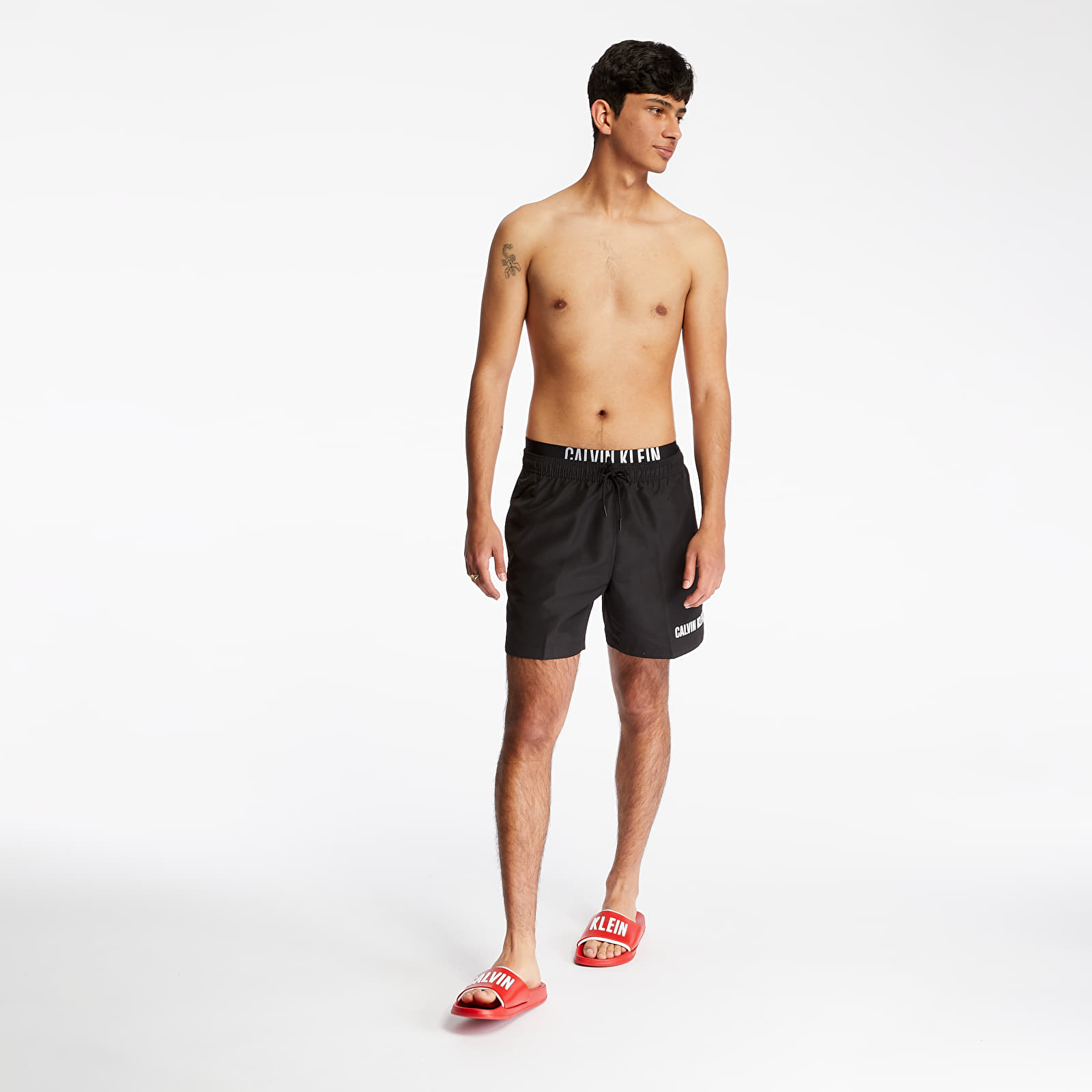 Swimsuit Calvin Klein Medium Double Waistband Swim Shorts PVH Black
