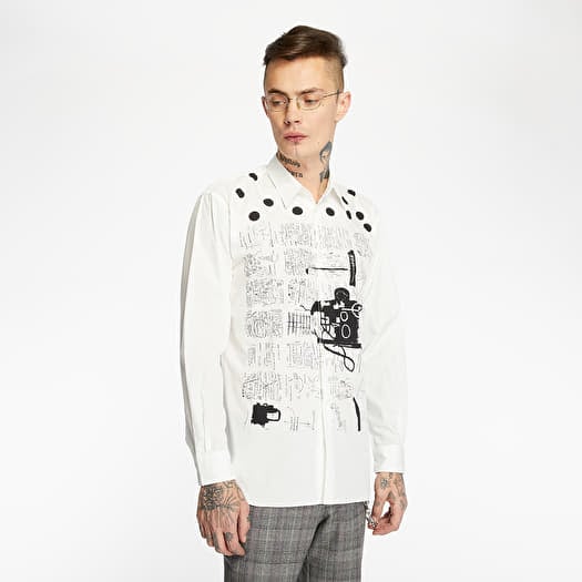 Shirts Comme des Garcons x Jean Michel Basquiat Long Sleeve Shirt Poplin Print White Footshop
