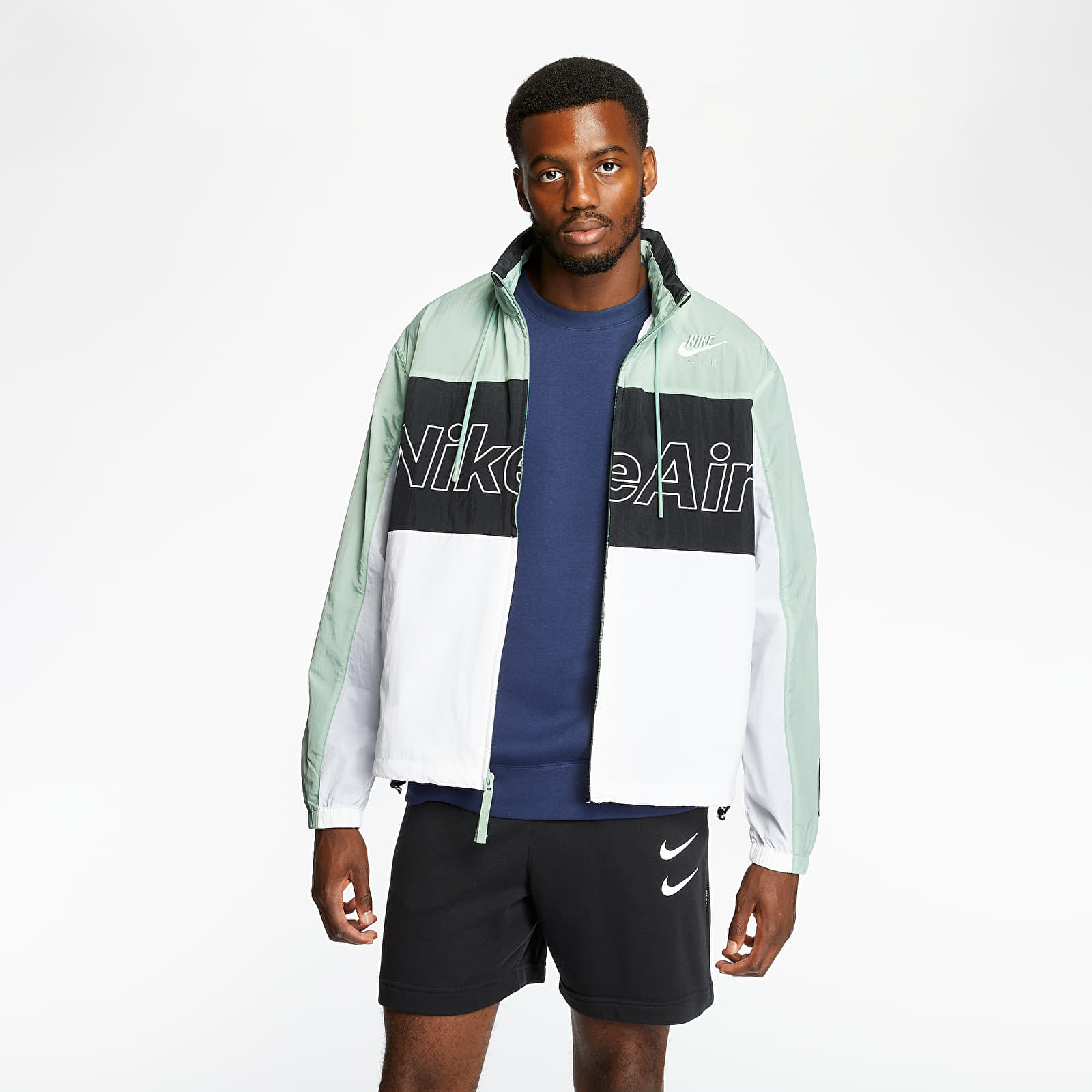 Jackets Nike Sportswear Nike Air Woven Hooded Jacket Silver Pine Black White Footshop