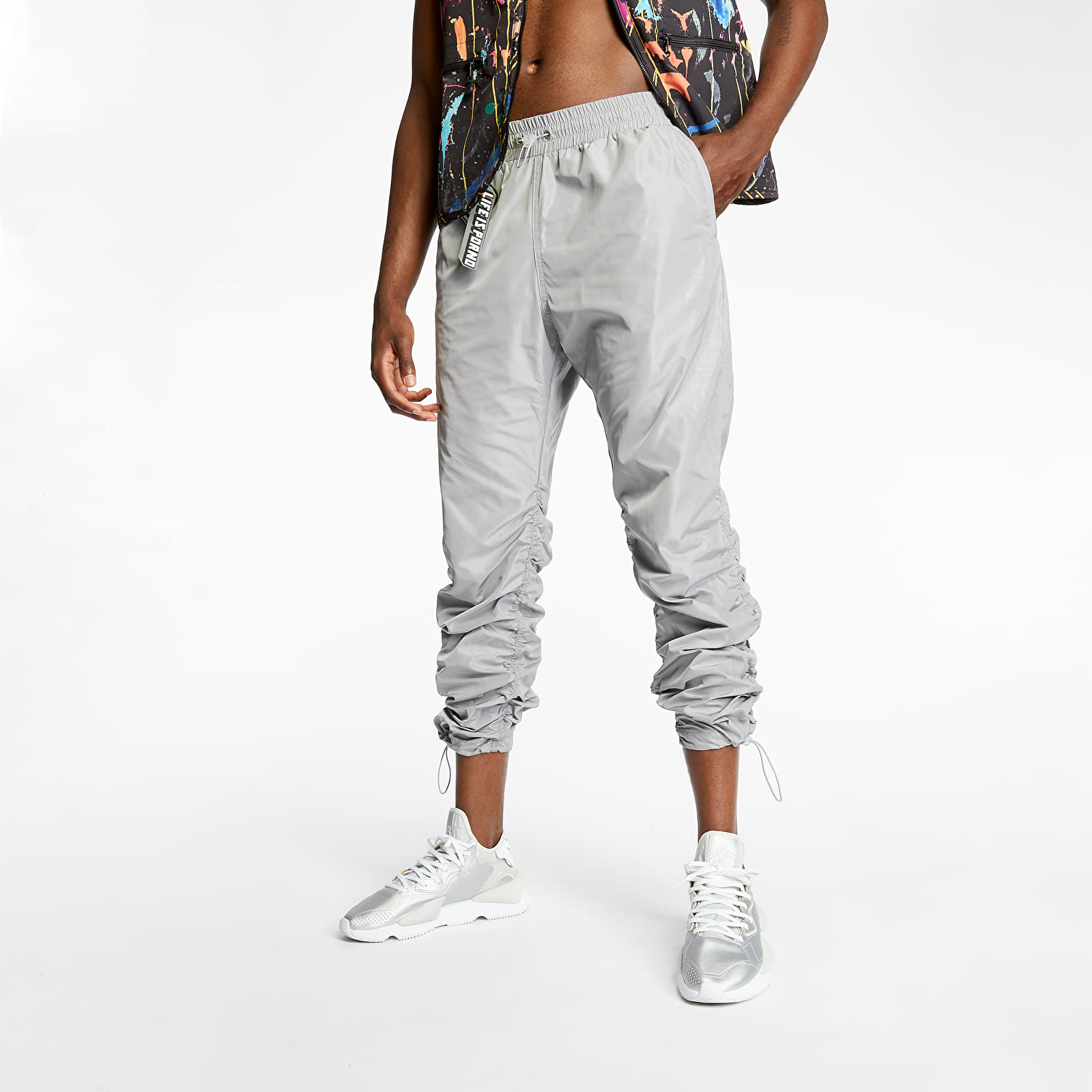 Kalhoty LIFE IS PORNO Windbreaker Pants Grey