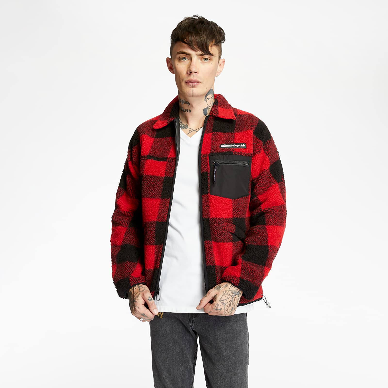 Jackets Billionaire Boys Club Fleece Check Zip Shirt Red Footshop