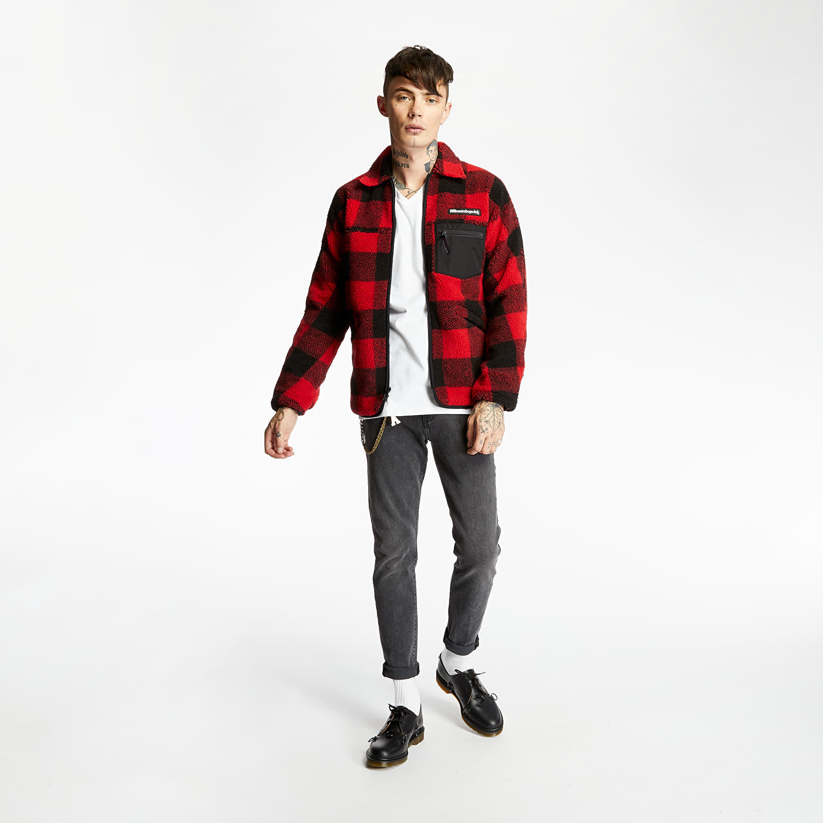 Giacche Billionaire Boys Club Fleece Check Zip Shirt Red