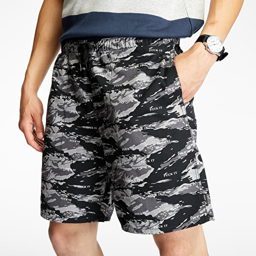 HUF Fuck It Tiger Camo Easy Shorts Black | Footshop