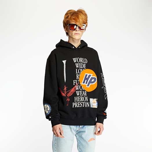 Hoodies and sweatshirts HERON PRESTON Plain Collage Hoodie Black