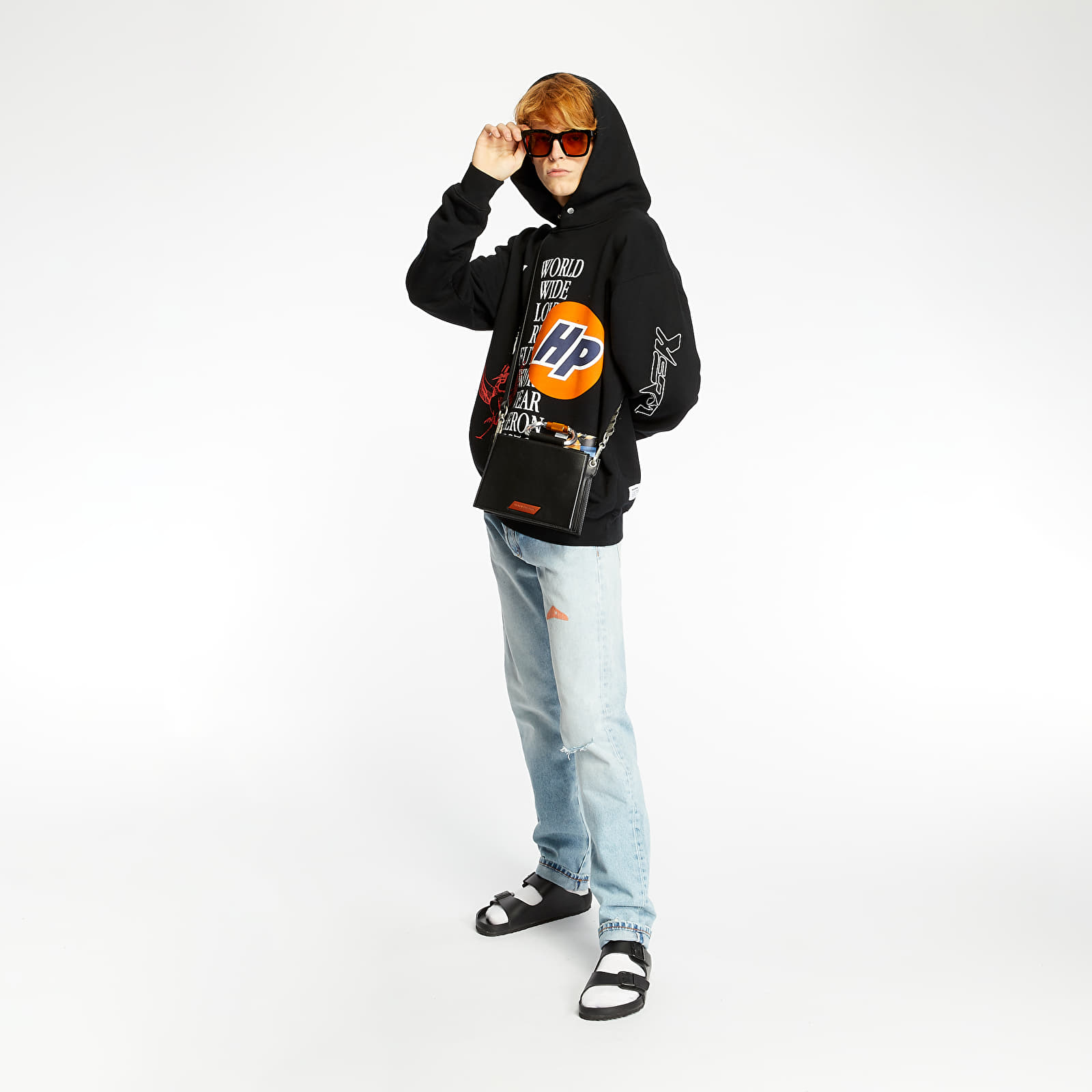 Hoodies and sweatshirts  HERON PRESTON Plain Collage Hoodie Black